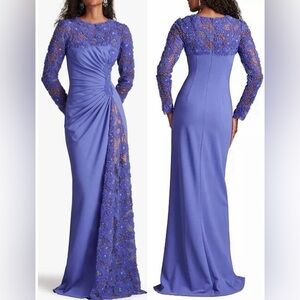 NWT Tadashi Shoji Sagamore Ribbon Flower Embellished Purple Haze Gown Sz 12